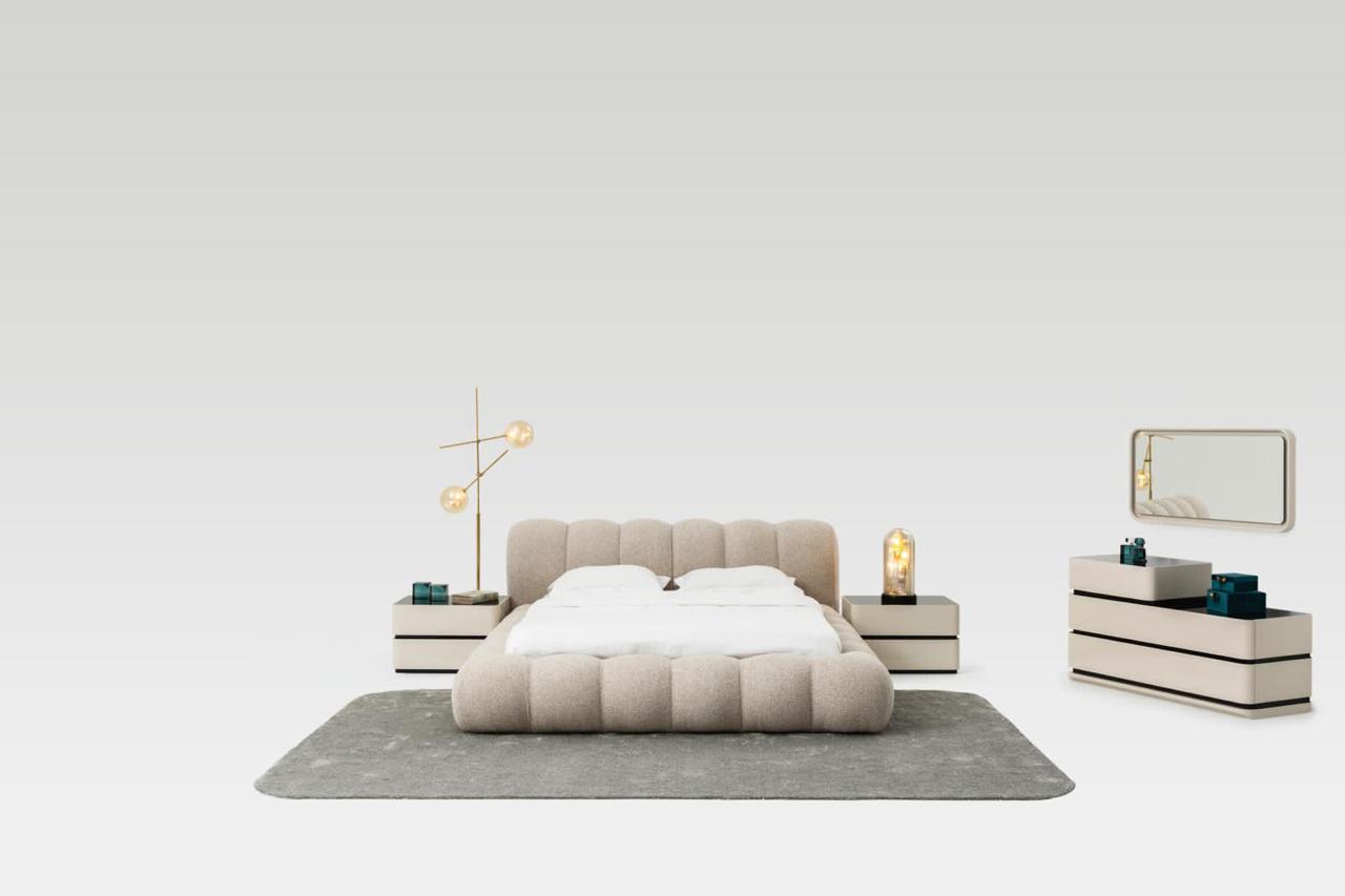 STULISH CONTEMPORARY BED WITH ELEGANT NIGHTSTAND